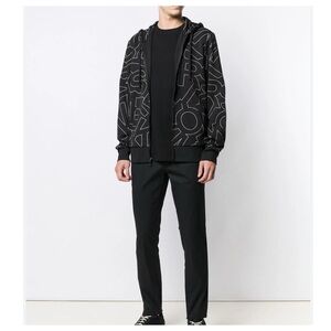 Michael Kors men’s All over Printed Logo Black and White Hoodie